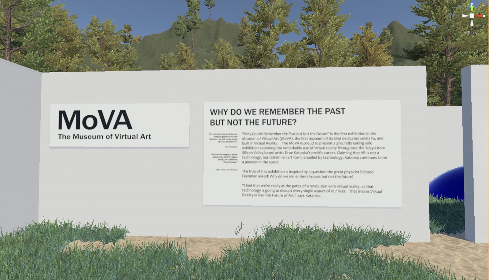 The MoVA title wall beside the exhibition text for Why Do We Remember the Past but Not the Future?