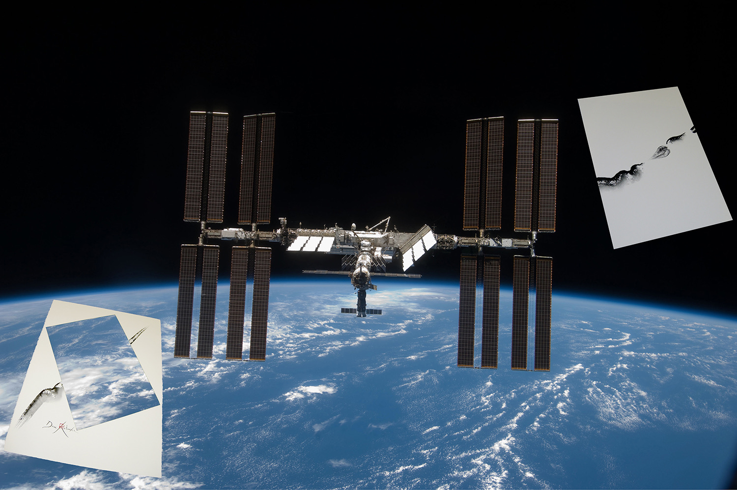 UP! in the first zero gravity art exhibit at the International Space Station