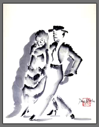 Painting of Flamenco Dancers  "Soft Shadows"