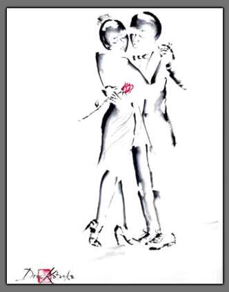 Painting of Tango Dancers  "Histoire d'Amour"