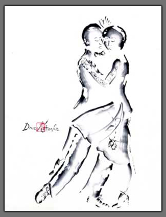 Painting of Tango Dancers  "Rose at Dawn"