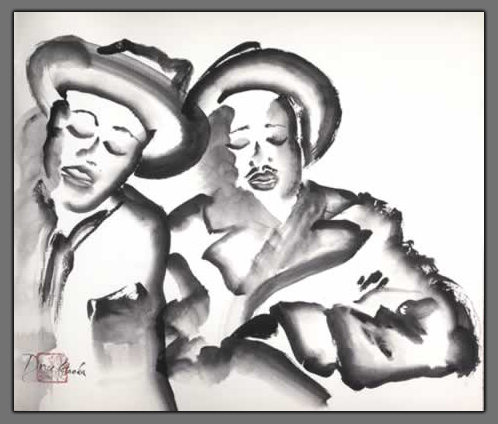 Painting of Jazz Musicians  "Sleepytime on the Road"