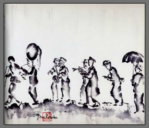 Painting of a New Orleans Second Line (Funeral)  "Return to Old and New Orleans"