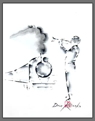 Painting of a Trumpet Player  "East West Express"