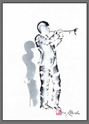 Painting of a Trumpet Player  "Blues for a Moonless Night"