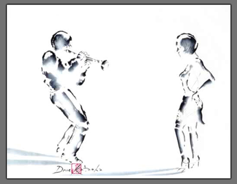 Painting of a Trumpet Player  "Right Through That Horn"