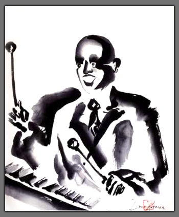 Painting of a Vibraphone Player  "Uptown Downtown"