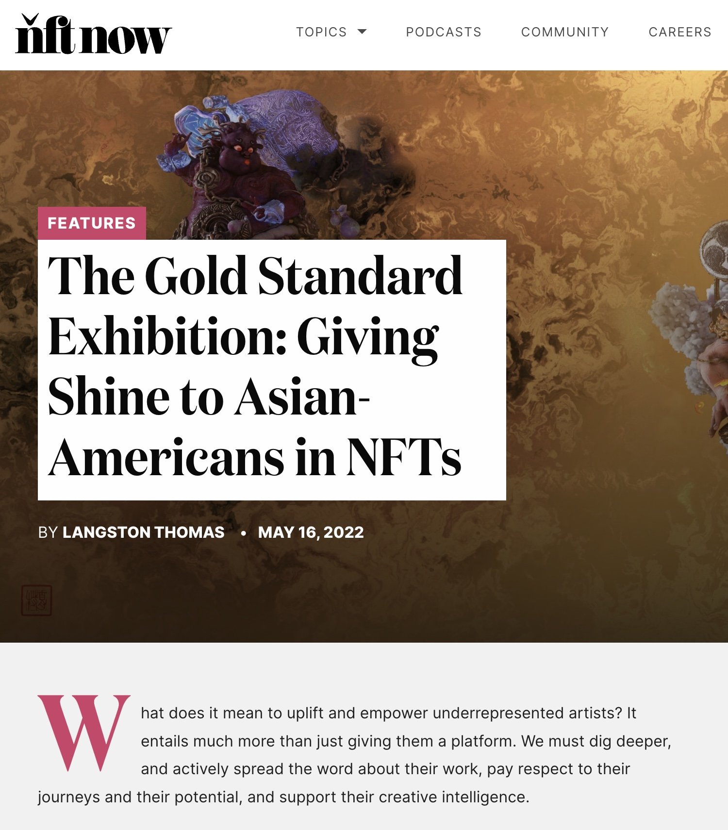 NFT Now: The Gold Standard Exhibition: Giving Shine to Asian-Americans in NFTs