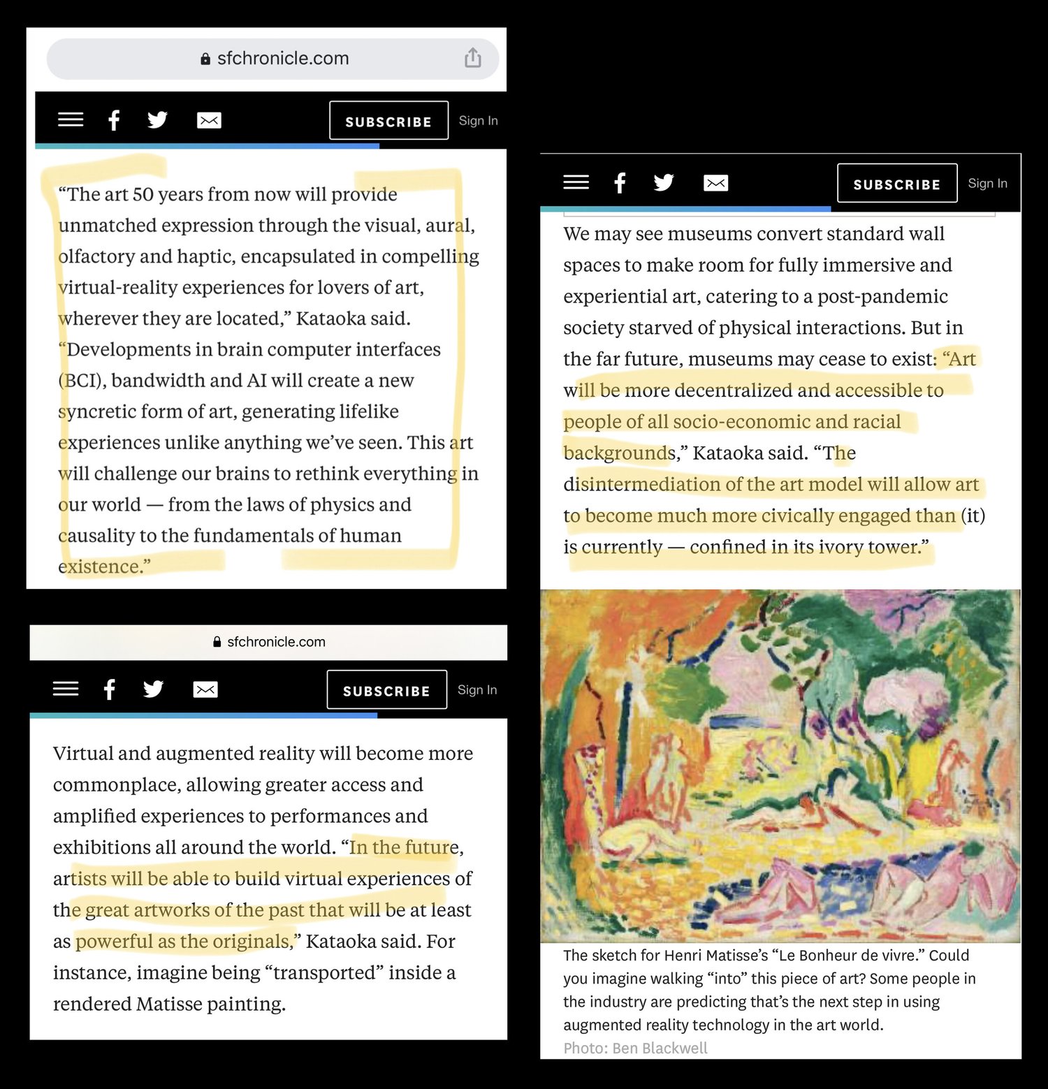 quotes & highlights from SF Chronicle article