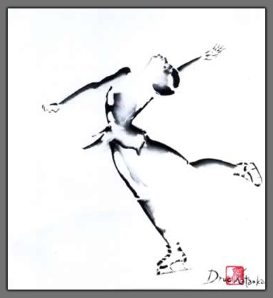 Ice Skating Painting  "Iced Indigo"