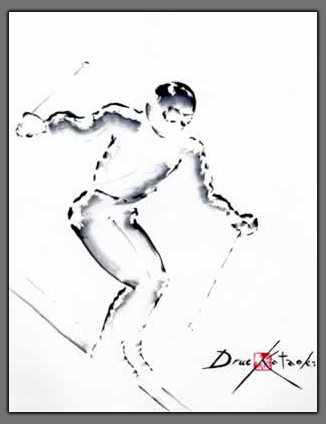 Skiing Painting  "Sumi Slopes"