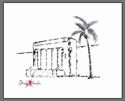 Painting of Cantor Arts Center, Stanford  "Trove of Artistic Treasures"