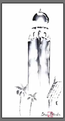Painting of Hoover Tower, Stanford  "Hoover Tower Looming Towards the Heavens"
