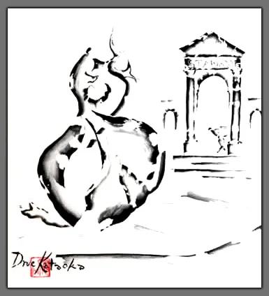 Painting of The Claw fountain, Stanford University  "Majesty of the Claw"